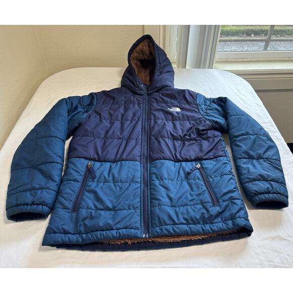 The North Face Boys Size XL 18/20 Reversible Sherpa Mount Chimbo Hooded Jacket - Picture 1 of 16